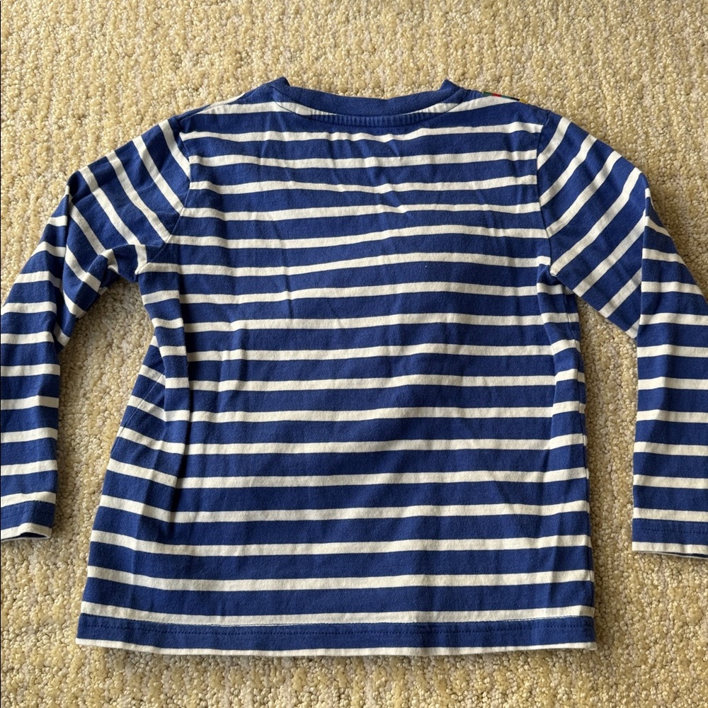 Mini Boden Blue Striped Shirt with Green Crocodile Accent - Picture 8 of 8